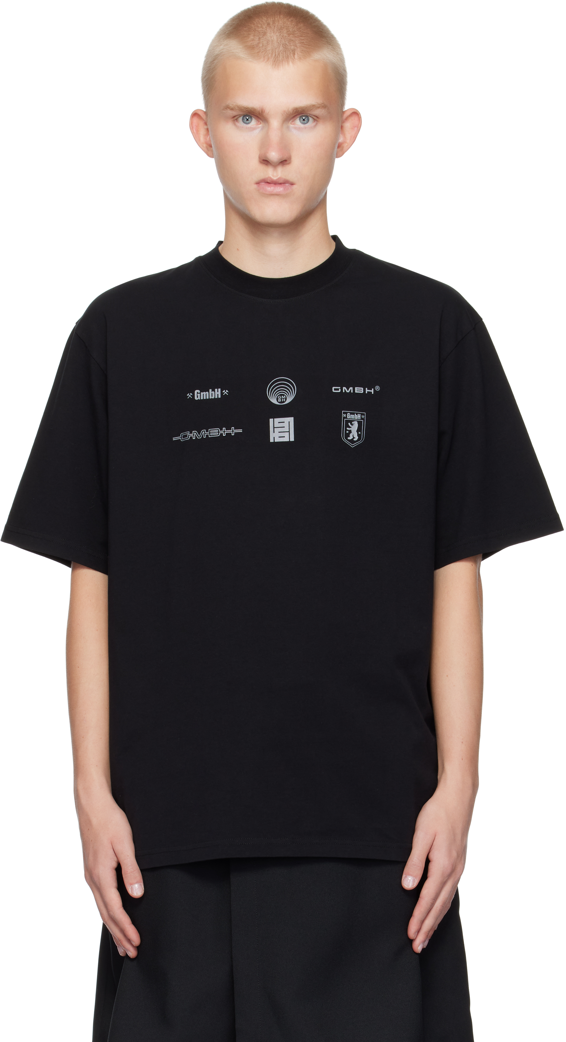 【GMBH】CORPORATE GMBH LOGO T-SHIRTS BLACK Gmbh T-Shirt With Gmbh Multiple Logo Print Black