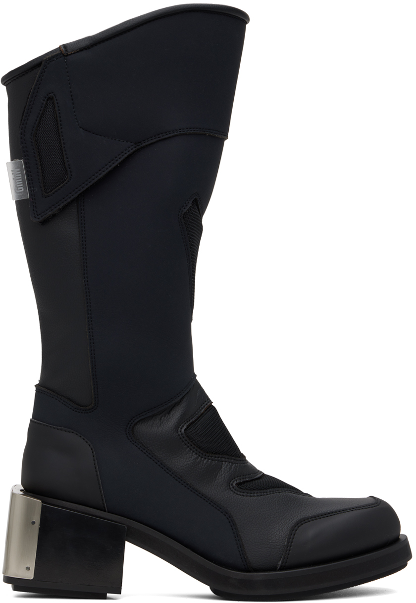 Black Baris Knee High Moto Boots