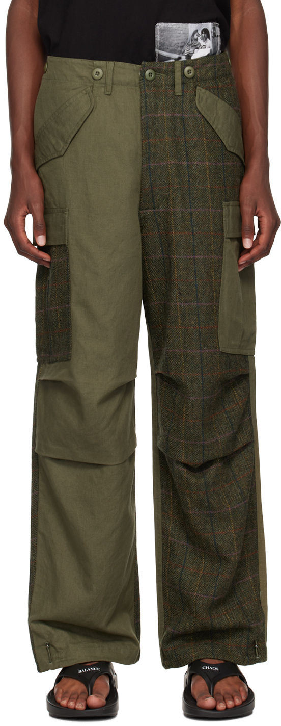 Green Paneled Cargo Pants