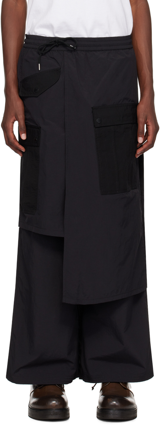 Black Asym Hakama Cargo Pants