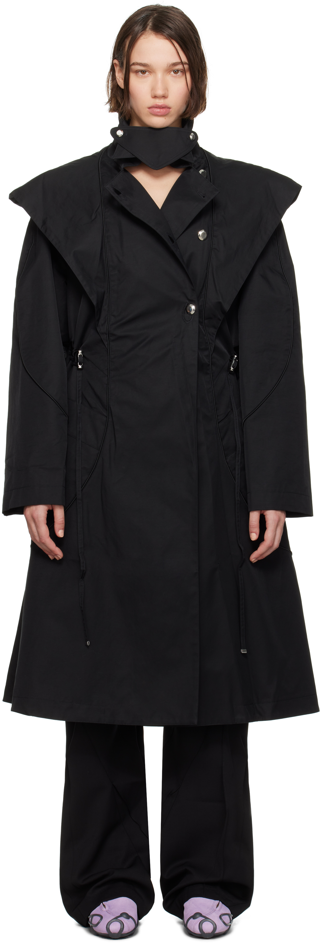 Black Herne Hooded Trench Coat