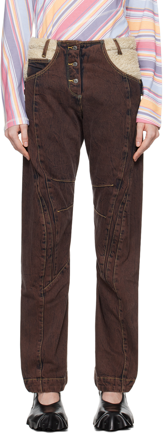 Kiko Kostadinov: Brown Paneled Levi's Edition Jeans | SSENSE Kiko Kostadinov: Brown Paneled Levi's Edition Jeans | SSENSE