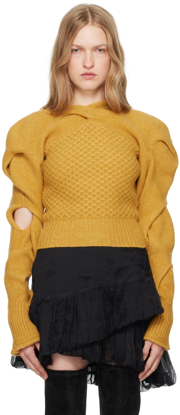 Yellow Dendra Cabled Sweater by Kiko Kostadinov on Sale Yellow Dendra Cabled Sweater by Kiko Kostadinov on Sale