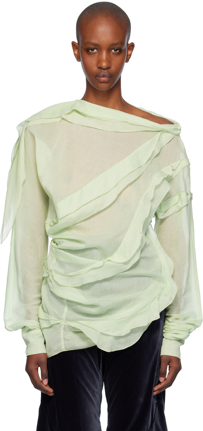 Shop Kiko Kostadinov Green Chacobsa Blouse In Mint