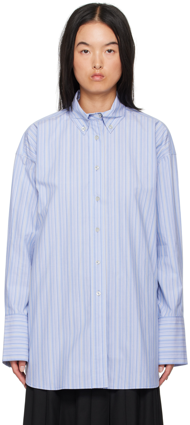 Blue Oversize Striped Shirt