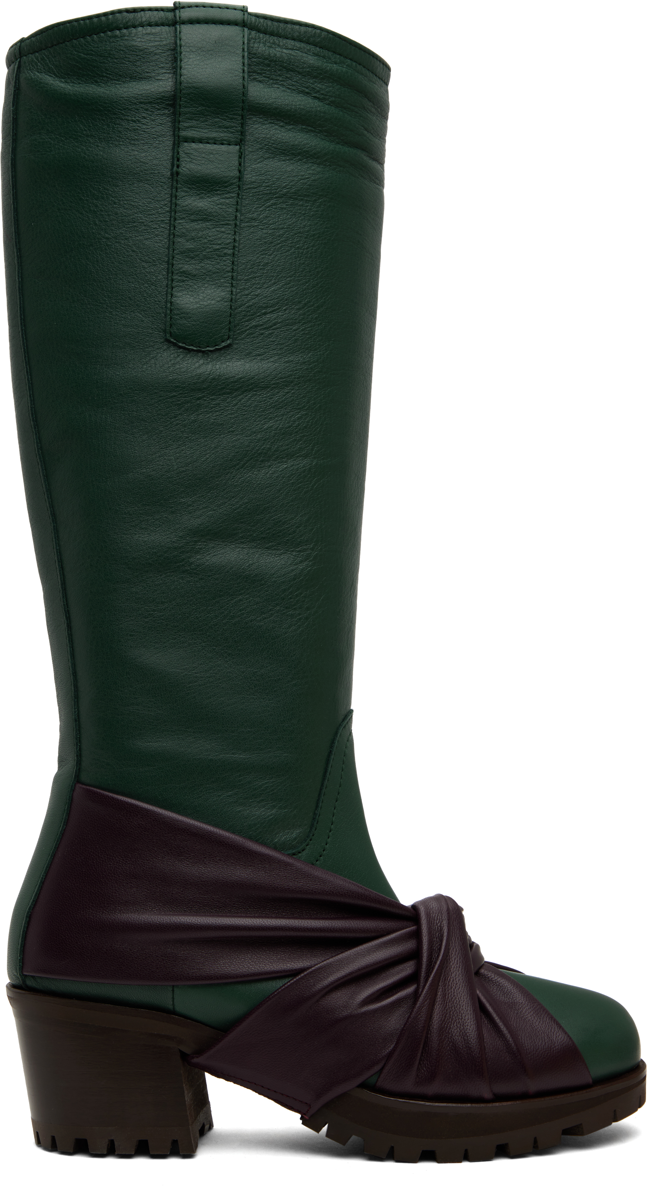 Shop Kiko Kostadinov Green & Purple Knotted Riding Boots In Wood Green/aubergine