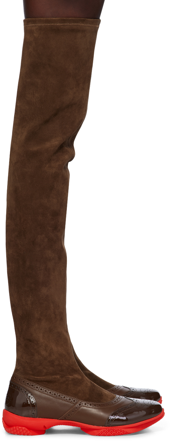 Brown Sonia High Boots by Kiko Kostadinov on Sale