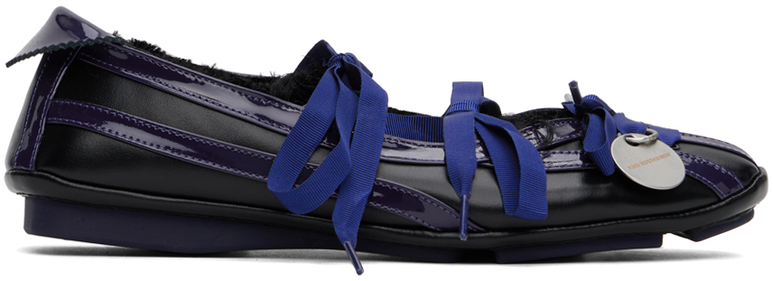 Shop Kiko Kostadinov Black Lella Hybrid Ballerina Flats In Pitch Black/navy/ink