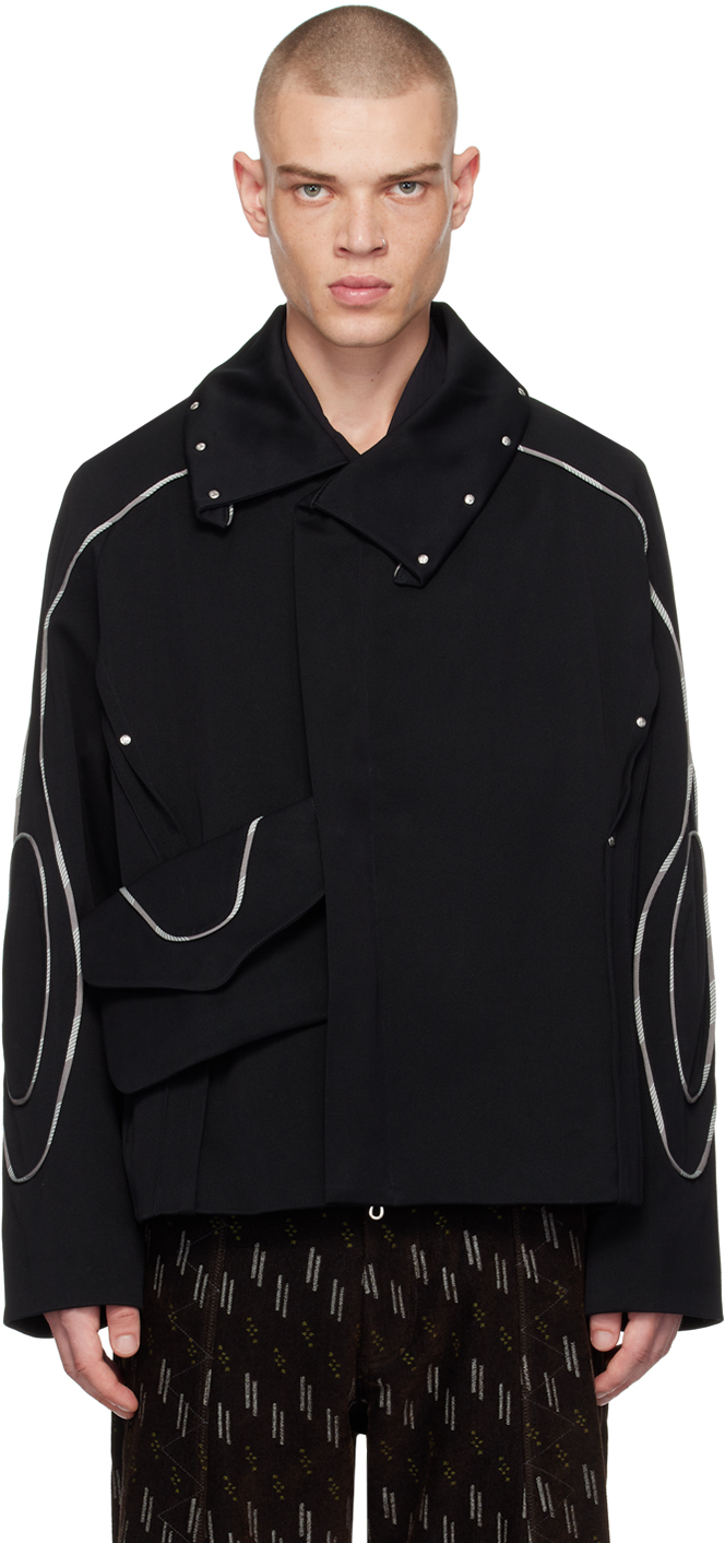 Shop Kiko Kostadinov Black Chalice Jacket In Raven Black