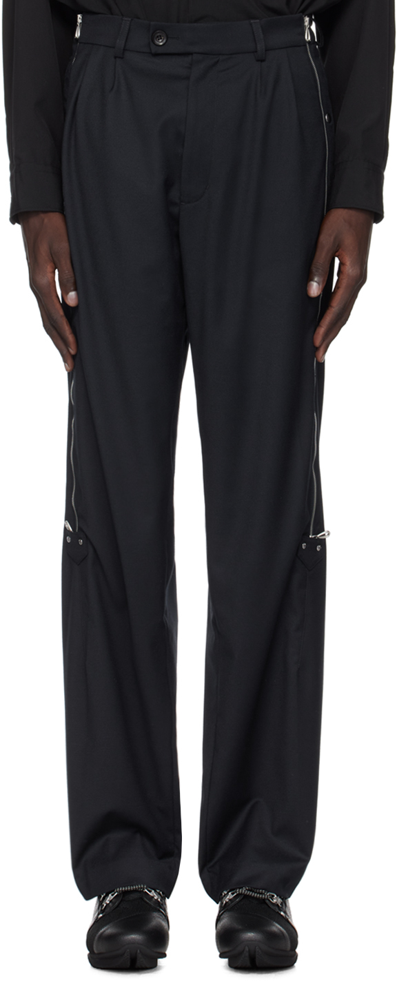 Shop Kiko Kostadinov Navy Knox Zip Trousers In Dark Navy