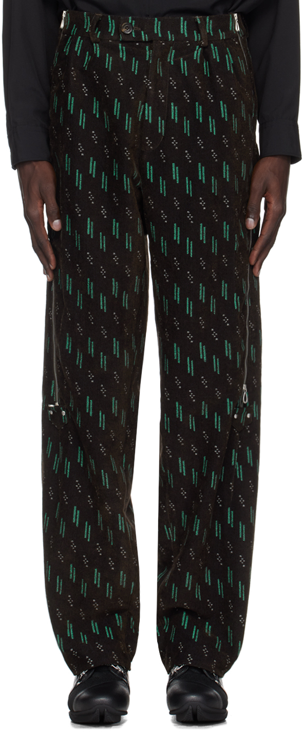 Kiko Kostadinov Brown Knox Zip Trousers In Umber & Jade