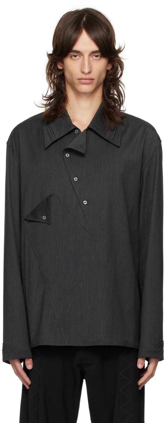 Shop Kiko Kostadinov Gray Jarocka Overshirt In Charcoal