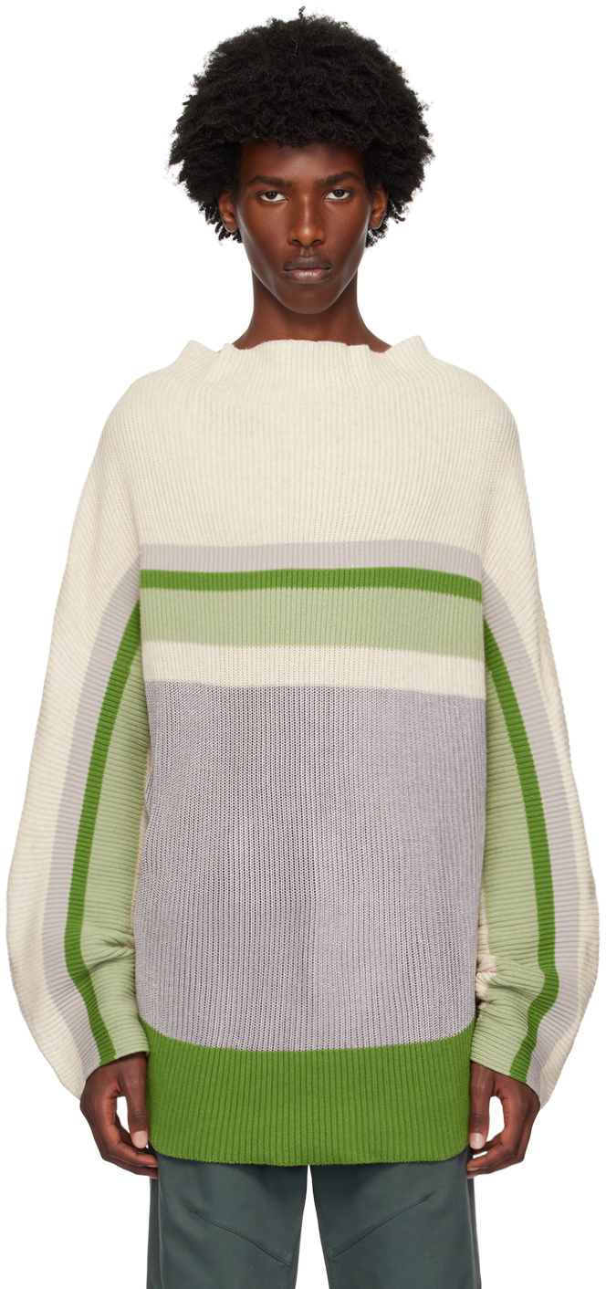 Off-White & Green Essick Stripe Turtleneck