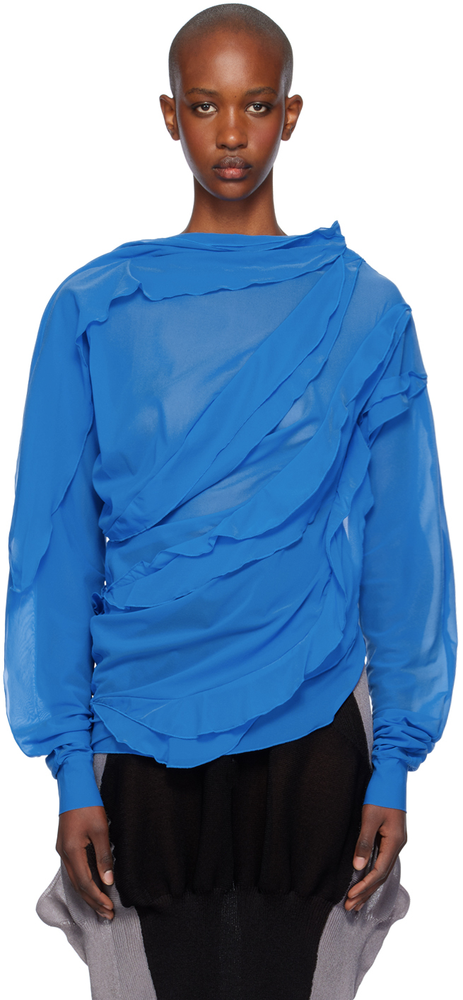 kiko kostadinov blue chacobsa blouse