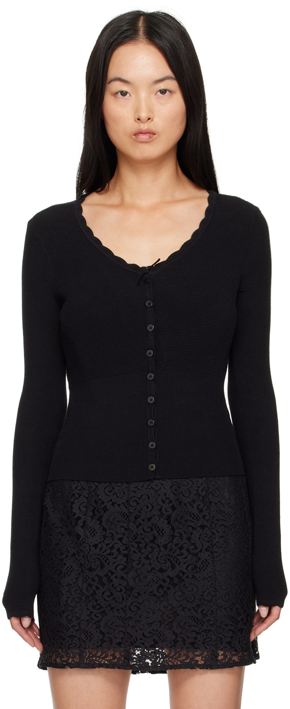 Shop Mirror Palais Black Drawstring Cardigan In Noir