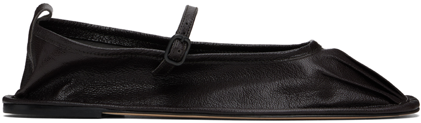 Shop Hereu Black Dansa Supple Shiny Ballerina Flats In Ebony