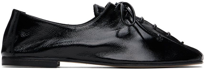 Black Plegada Crinkled Glossy Oxfords