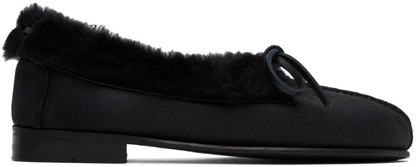 Shop Hereu Black Tilla Shearling Loafers