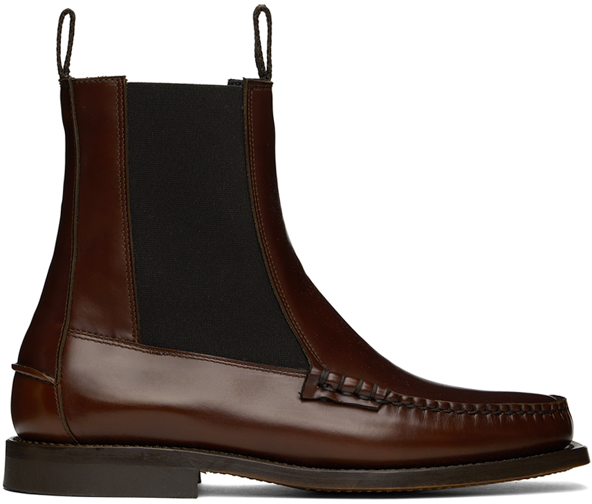 Shop Hereu Tan Alda Chelsea Boots In Russet