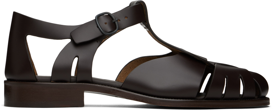 Shop Hereu Brown Pesca Sandals In Dark Brown