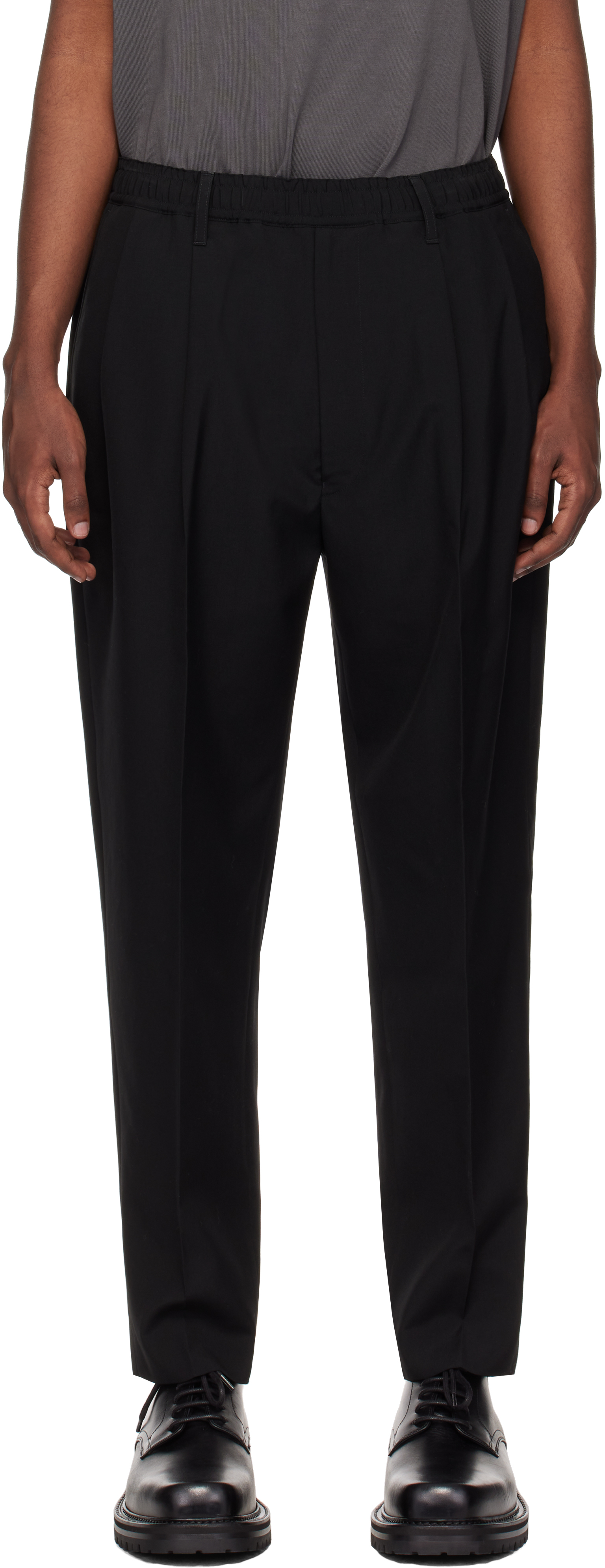 N. Hoolywood Black Wide Tapered Easy Trousers