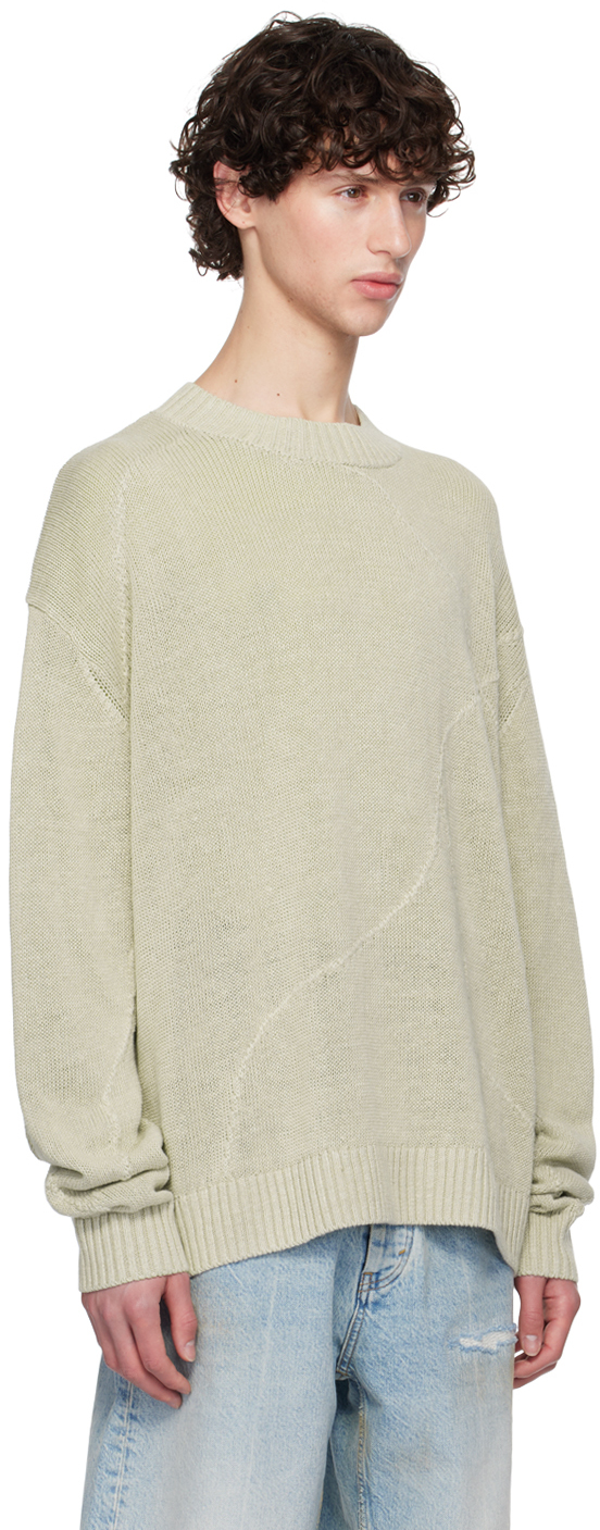 Hope Green Linen Sweater In Green Grey