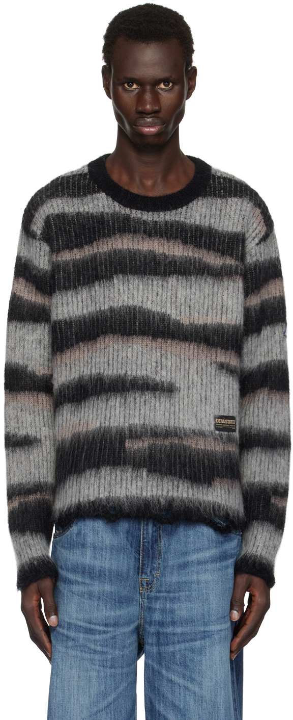 Shop Deva States Gray Mohair Crewneck Savanna Sweater In Multi