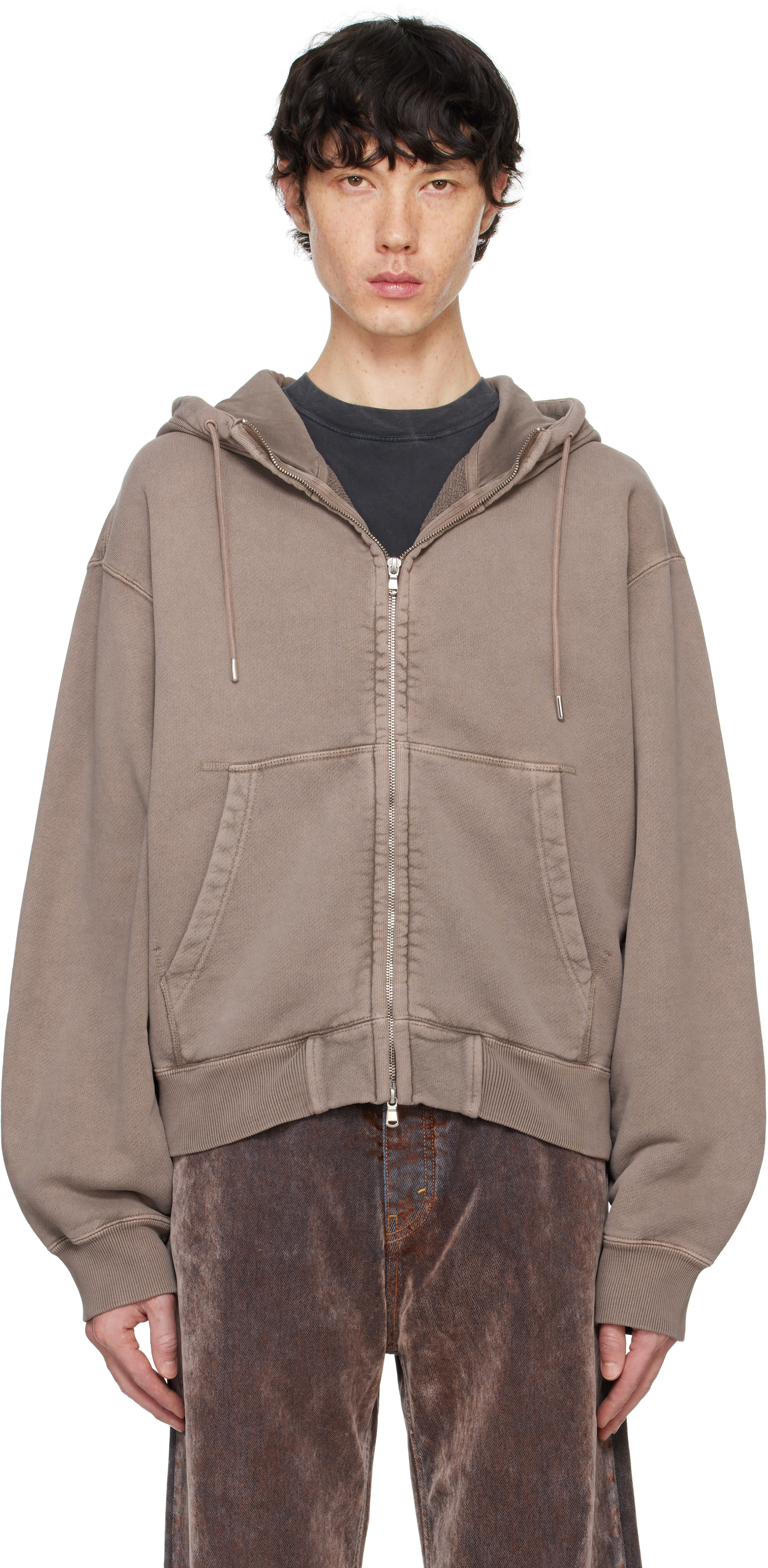 Shop Hope Brown Bubble Zip Hoodie In Vintage Mud Fleece