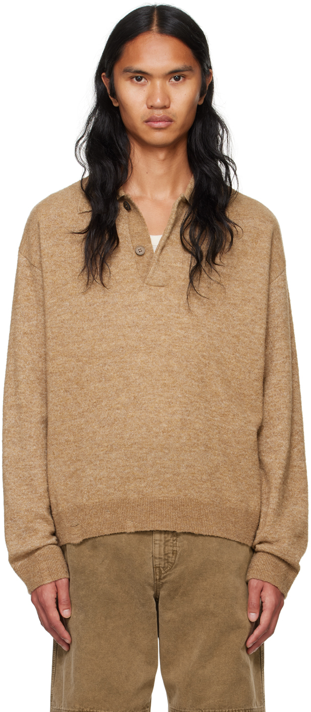 HOPE BEIGE PREPPY POLO SWEATER 