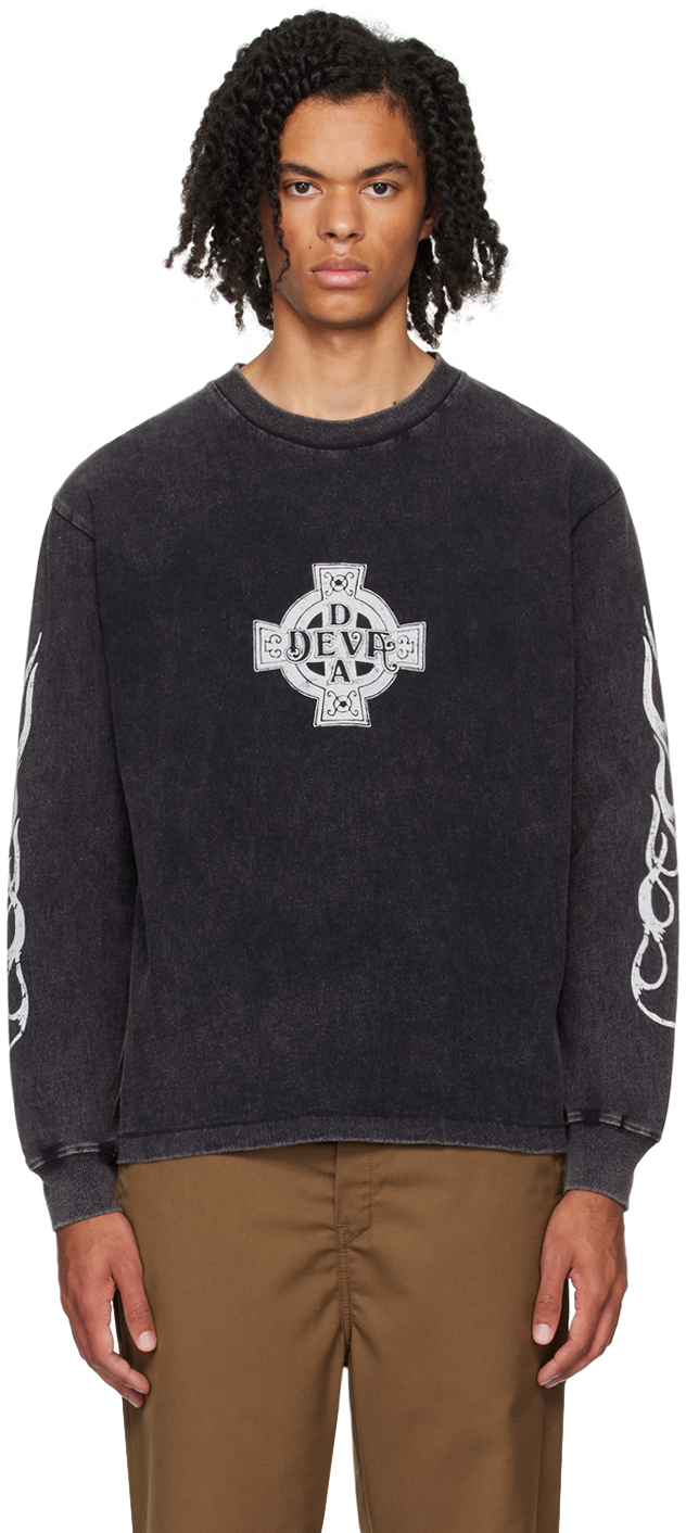 Shop Deva States Black Nib Long Sleeve T-shirt In Washed Black