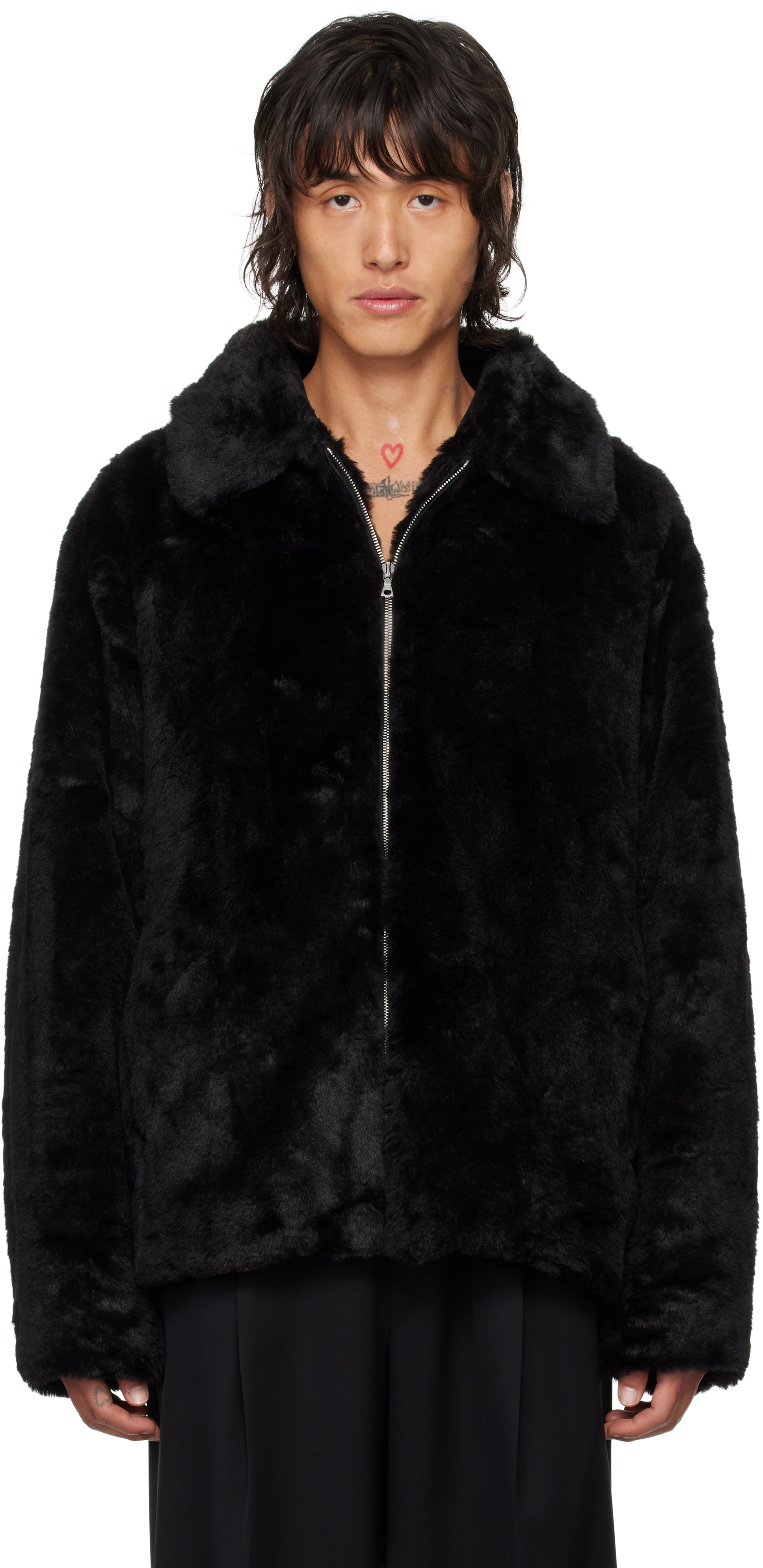 Stein Black Acrylic Faux-fur Jacket