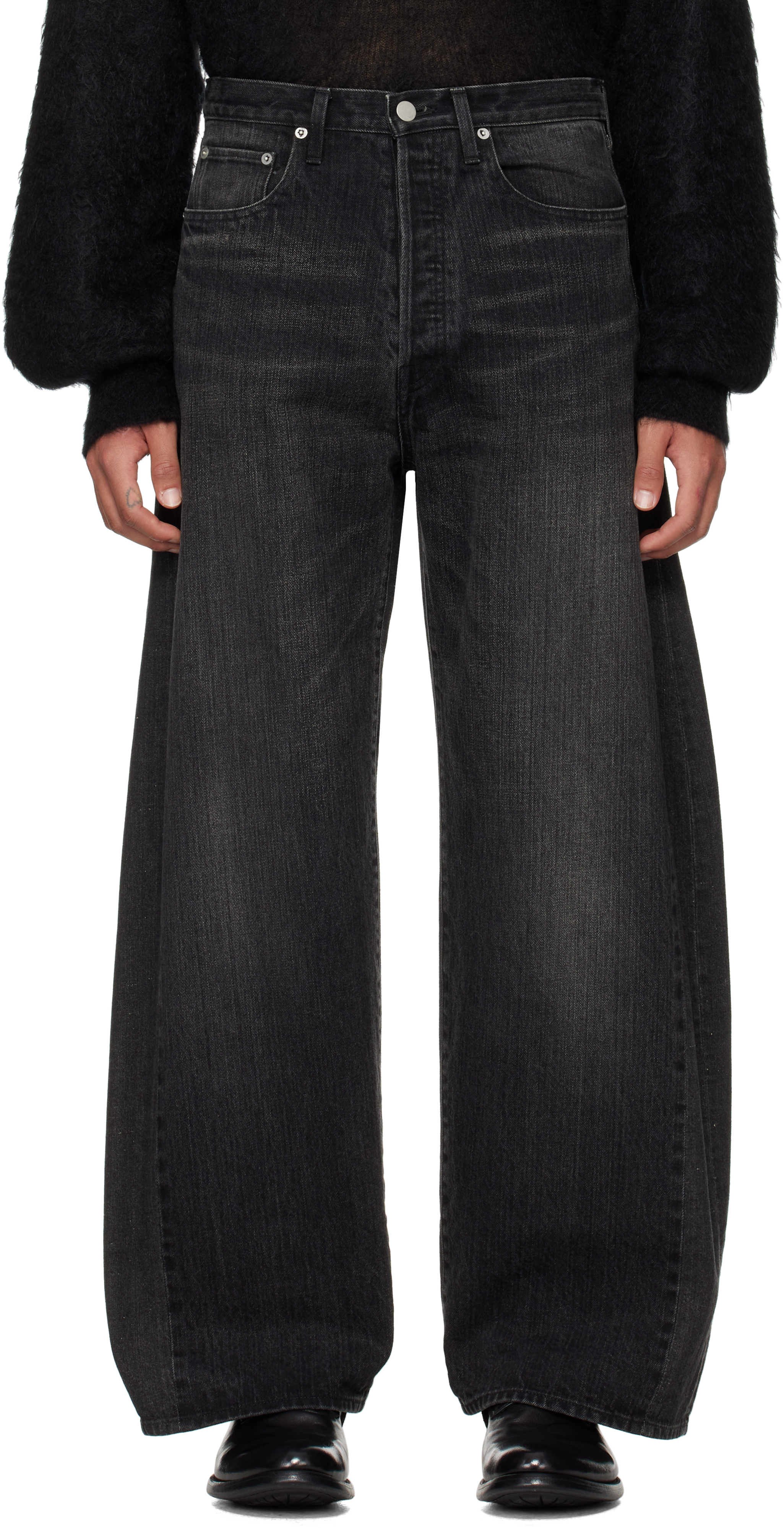 Stein Black Deformation Wide Jeans