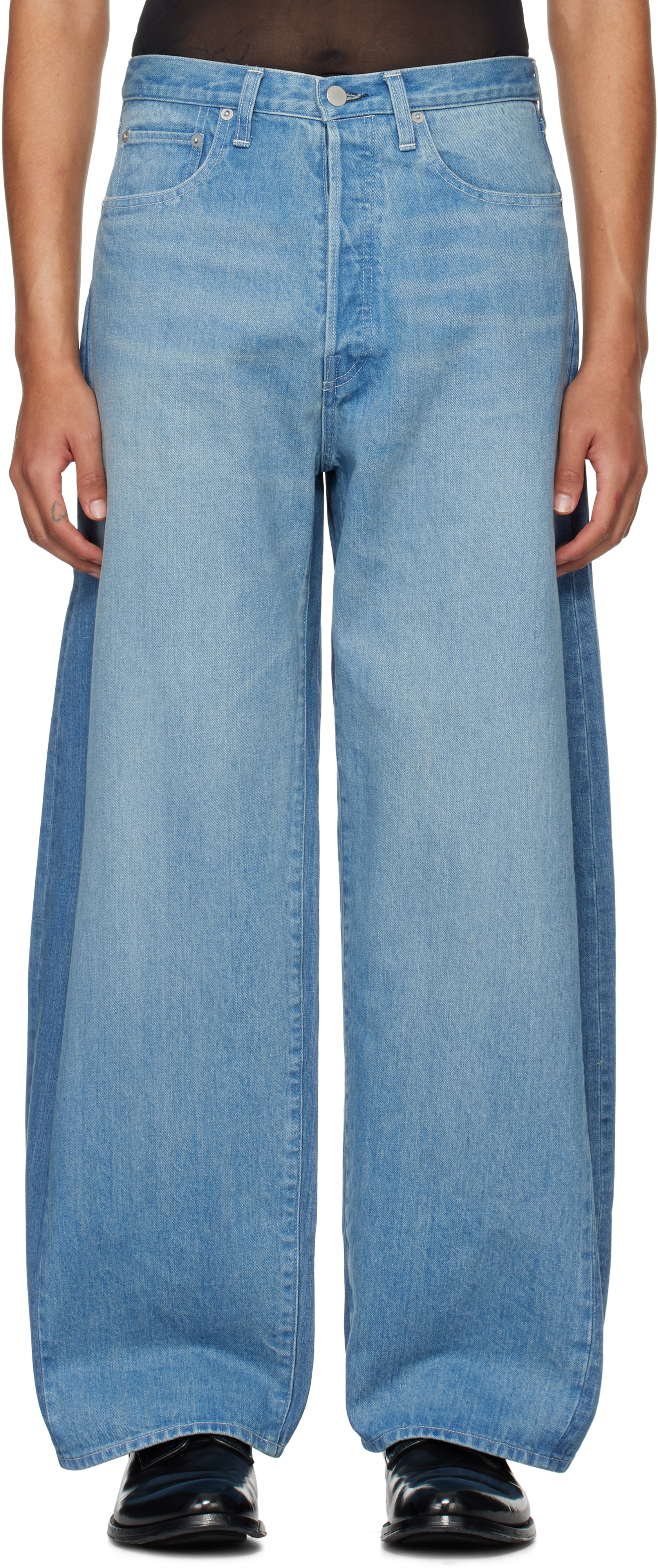 Stein Blue Deformation Wide Jeans In Indigo