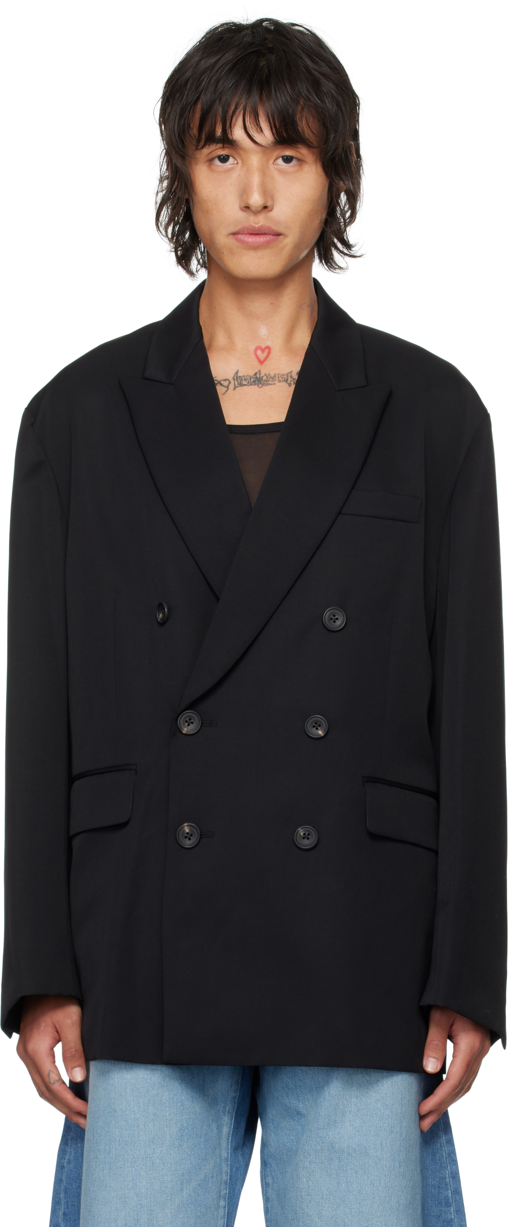 Stein Black Oversized Double Breasted Blazer