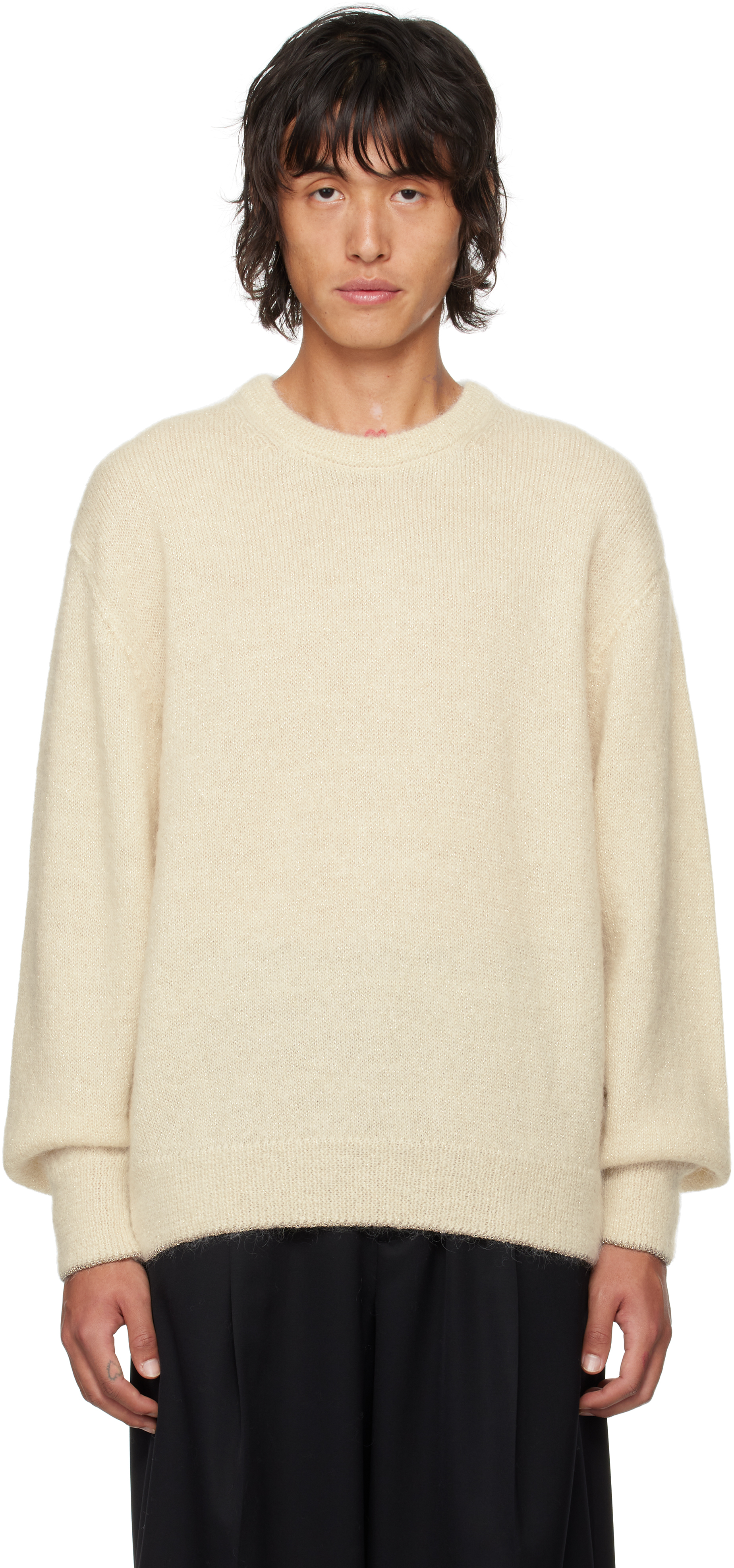 Stein Off-white Mohair Glitter Knit Sweater