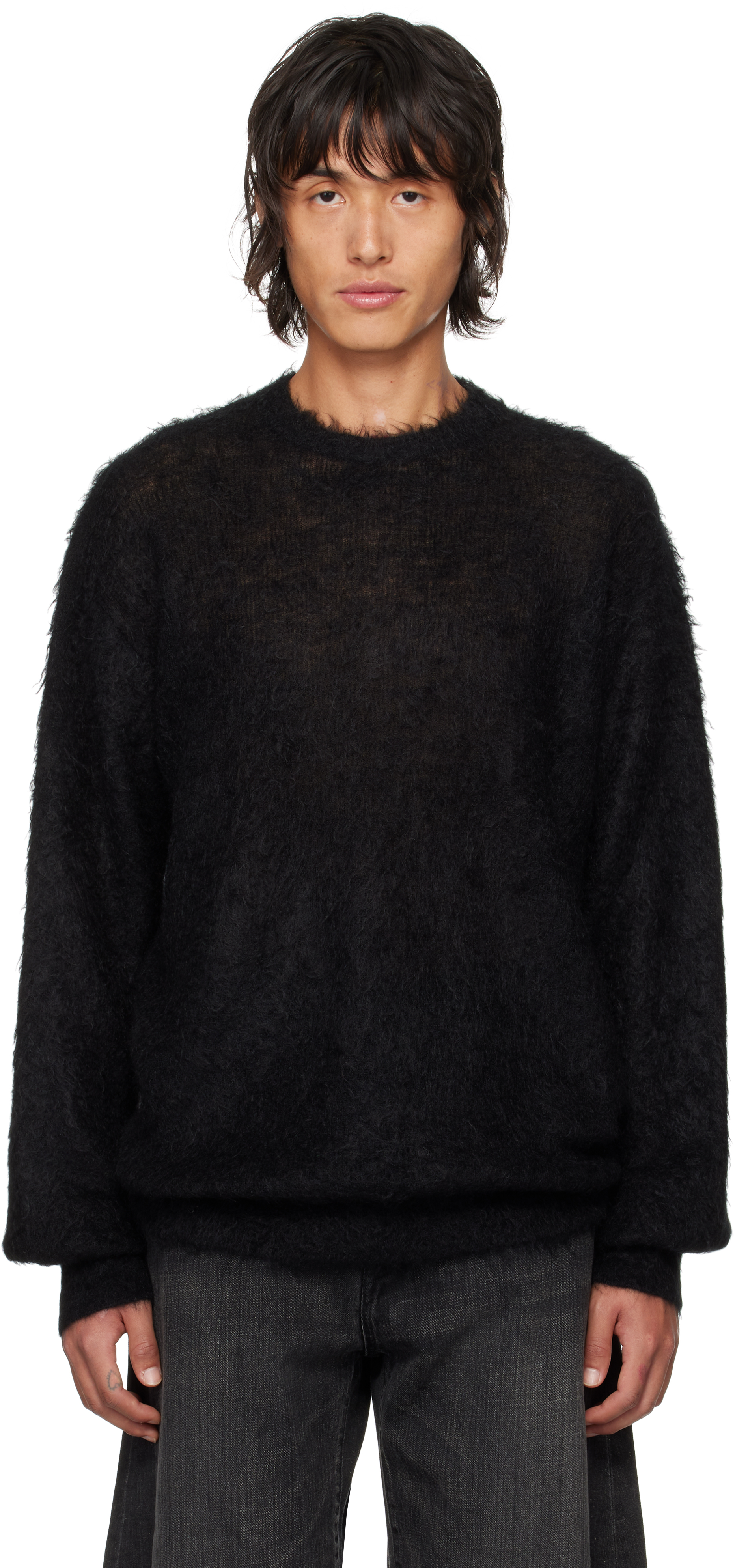 Stein Black Kid Mohair Sweater