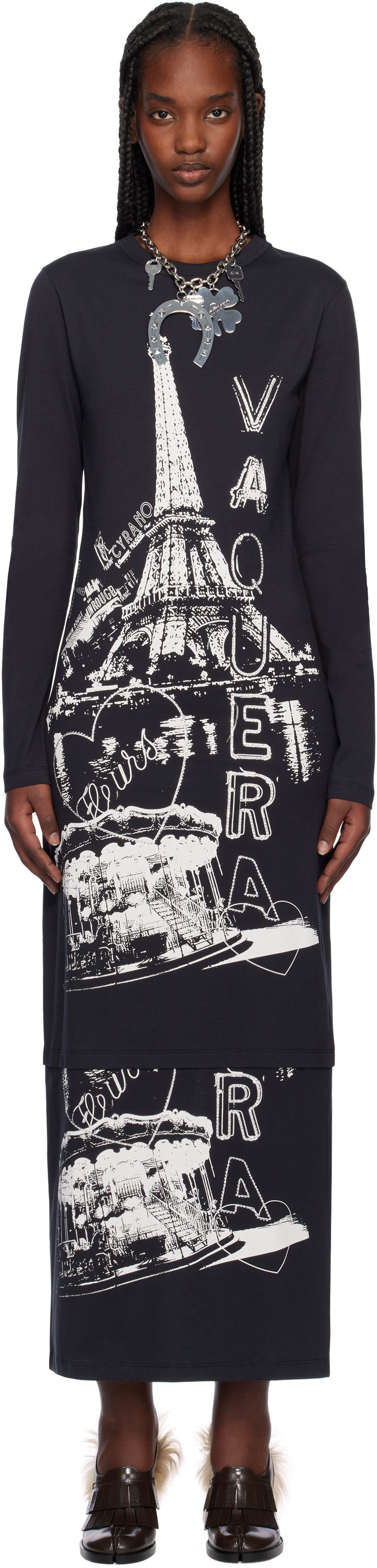 【驚きの値段で】 マキシワンピース Paris ブラック VAQUERA: | 日本 SSENSE ワンピース