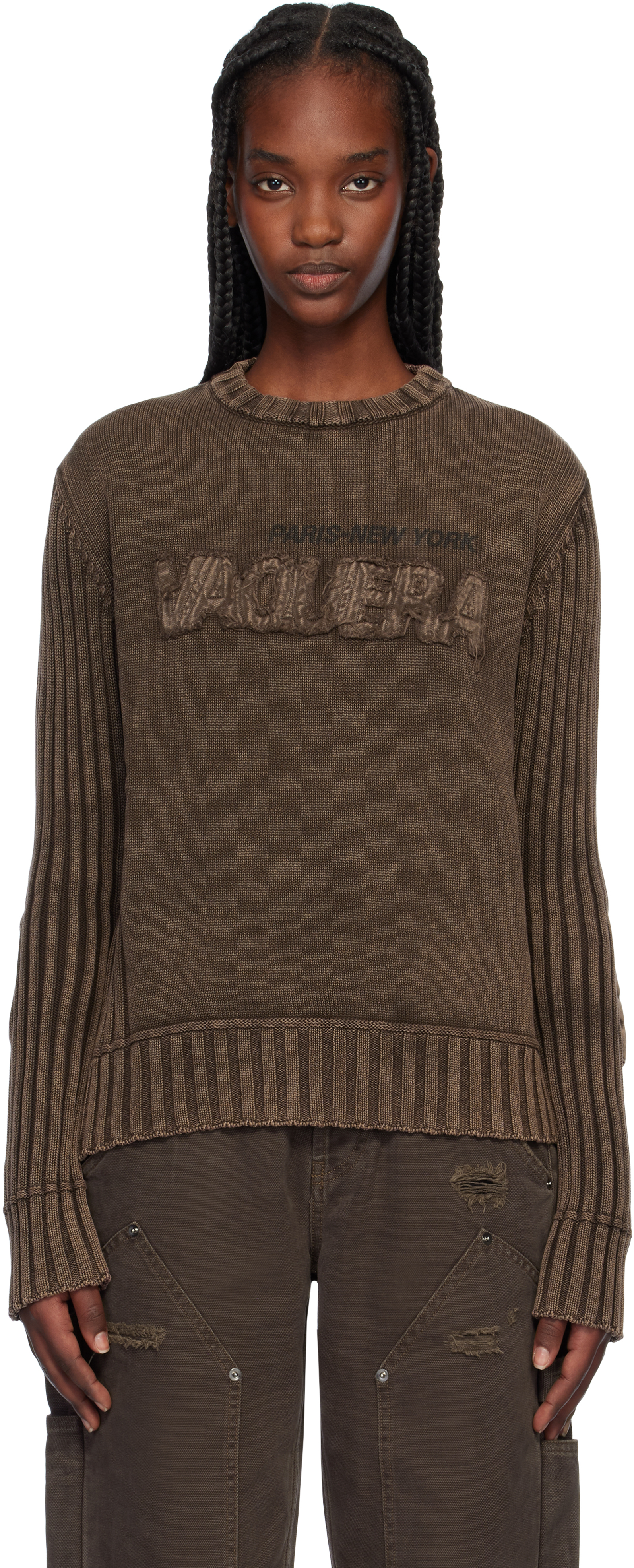 Brown Rib-Knit Sweater