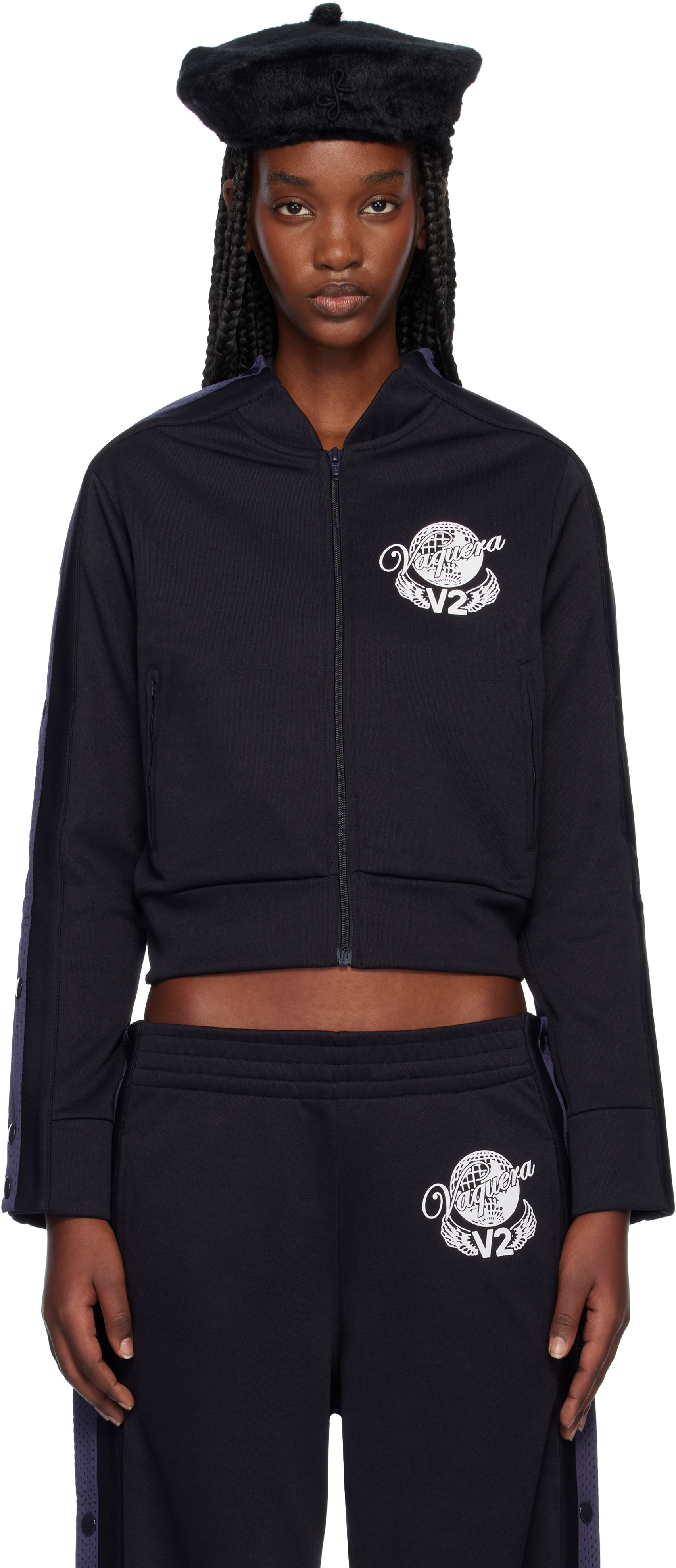 Navy Snap Track Jacket