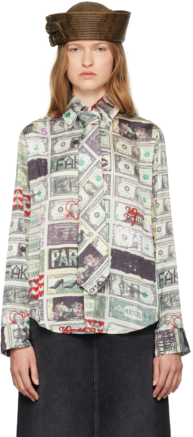 Shop Vaquera Multicolor Dollar Print Shirt In Dollars Print