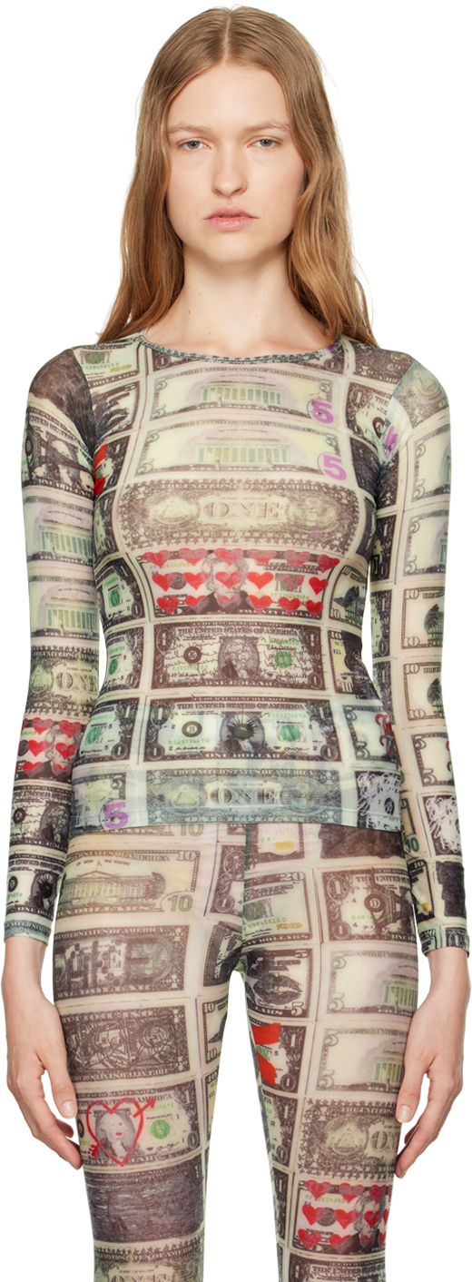 Multicolor Dollar Print T-shirt