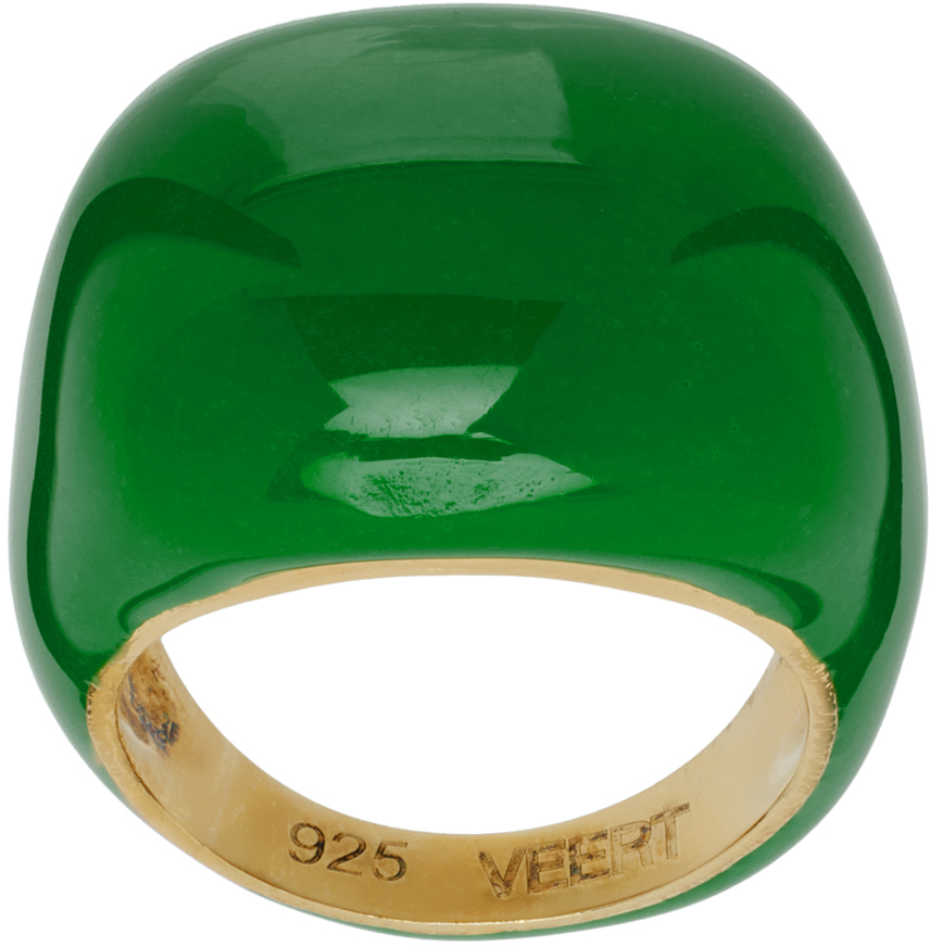 Shop Veert Gold & Green Enamel Square Signet Ring