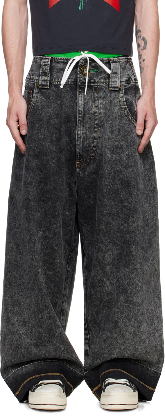 Shop Vaquera Gray Baby Jeans In Washed Black