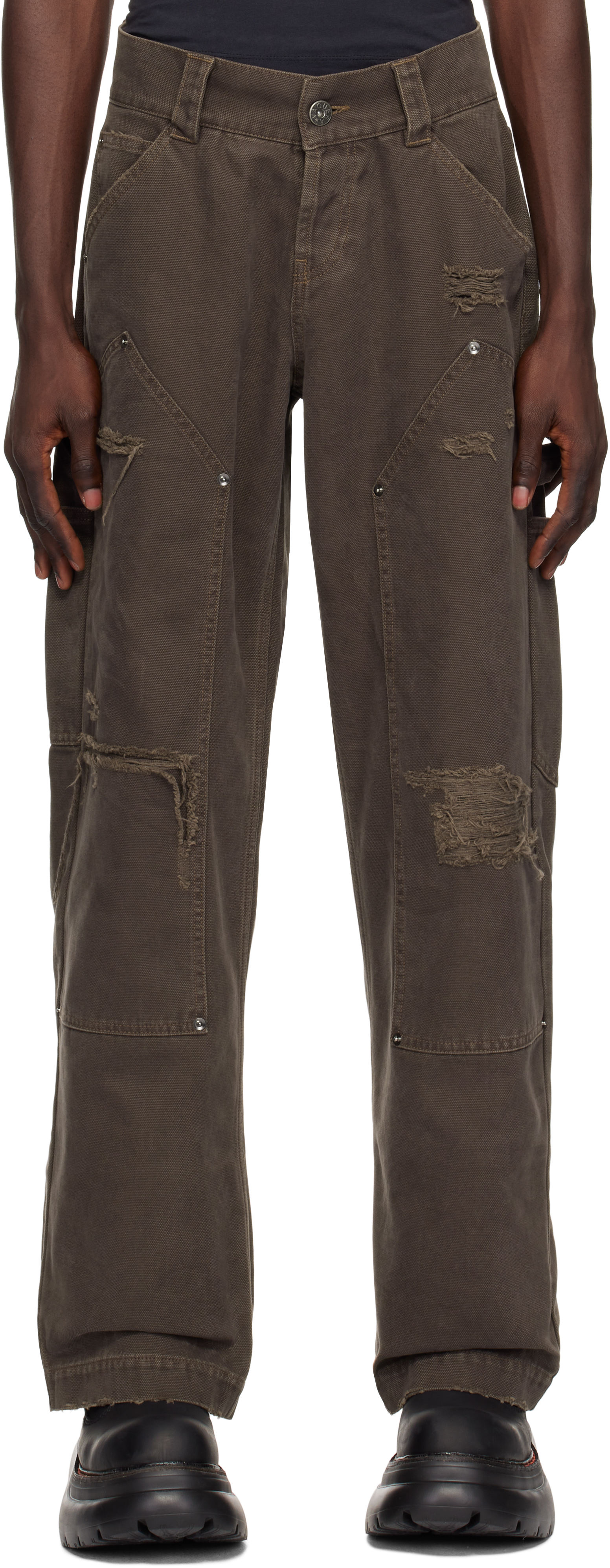 Brown Workwear Cargo Pants by VAQUERA on Sale