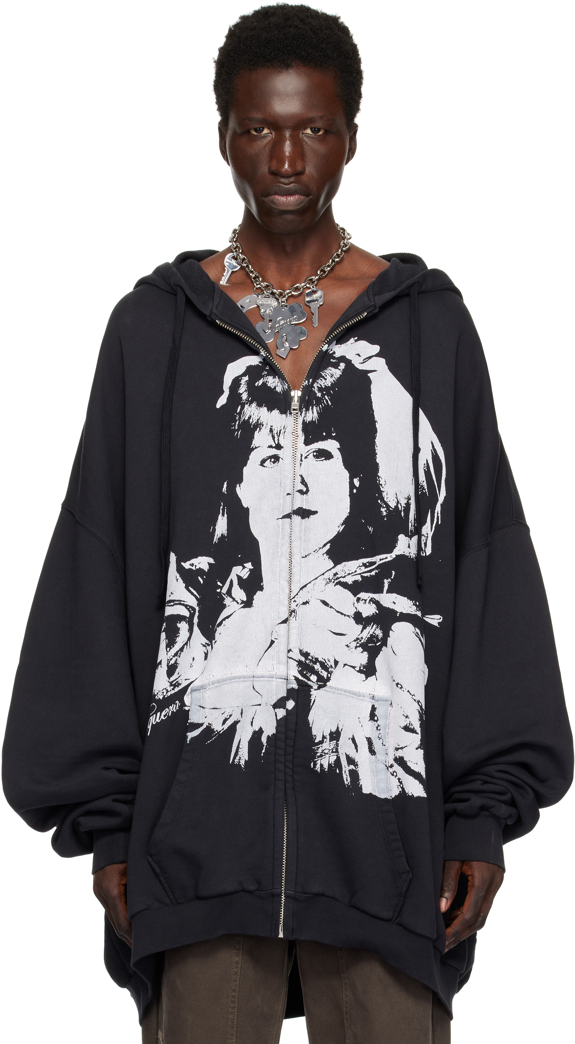 Black Giant Zip Hoodie