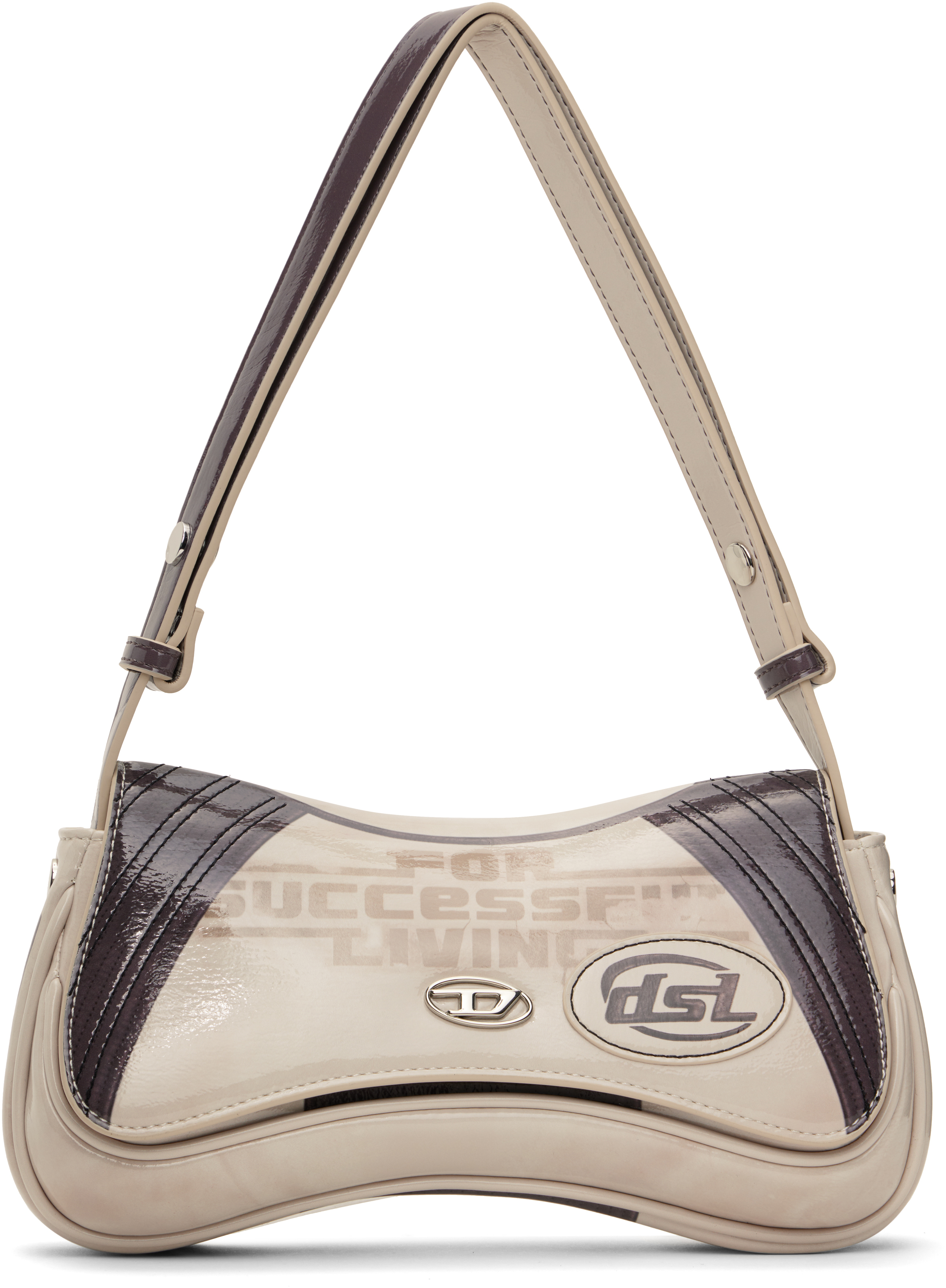 Diesel Womens Play Faux-leather Shoulder Bag Light Gray In Ha590