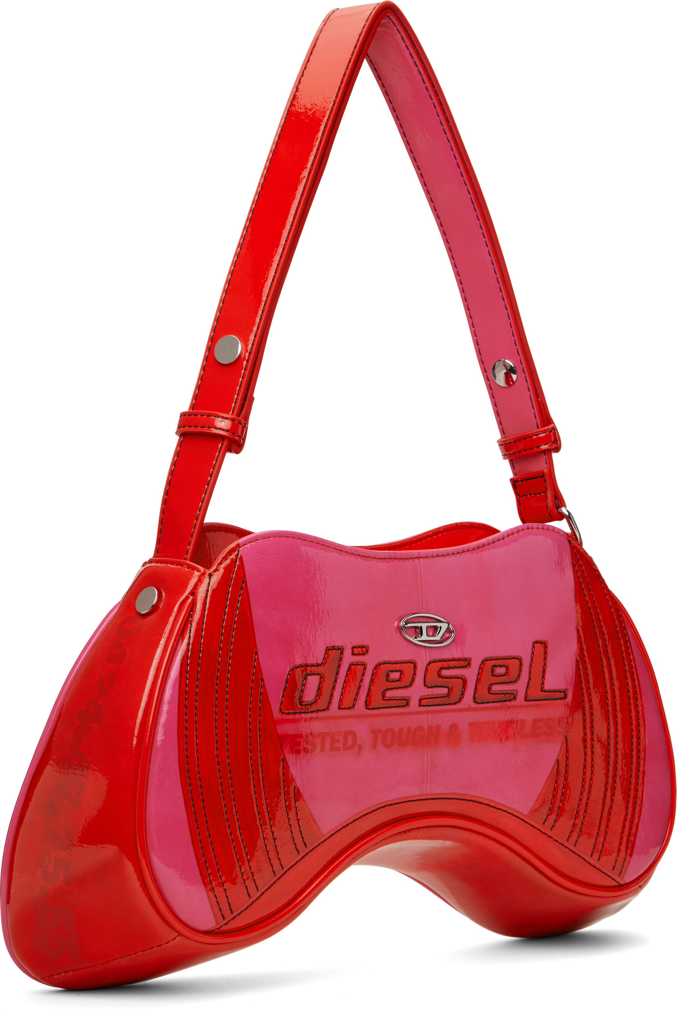 Shop Diesel Pink & Red Play Shoulder Bag In Ha585