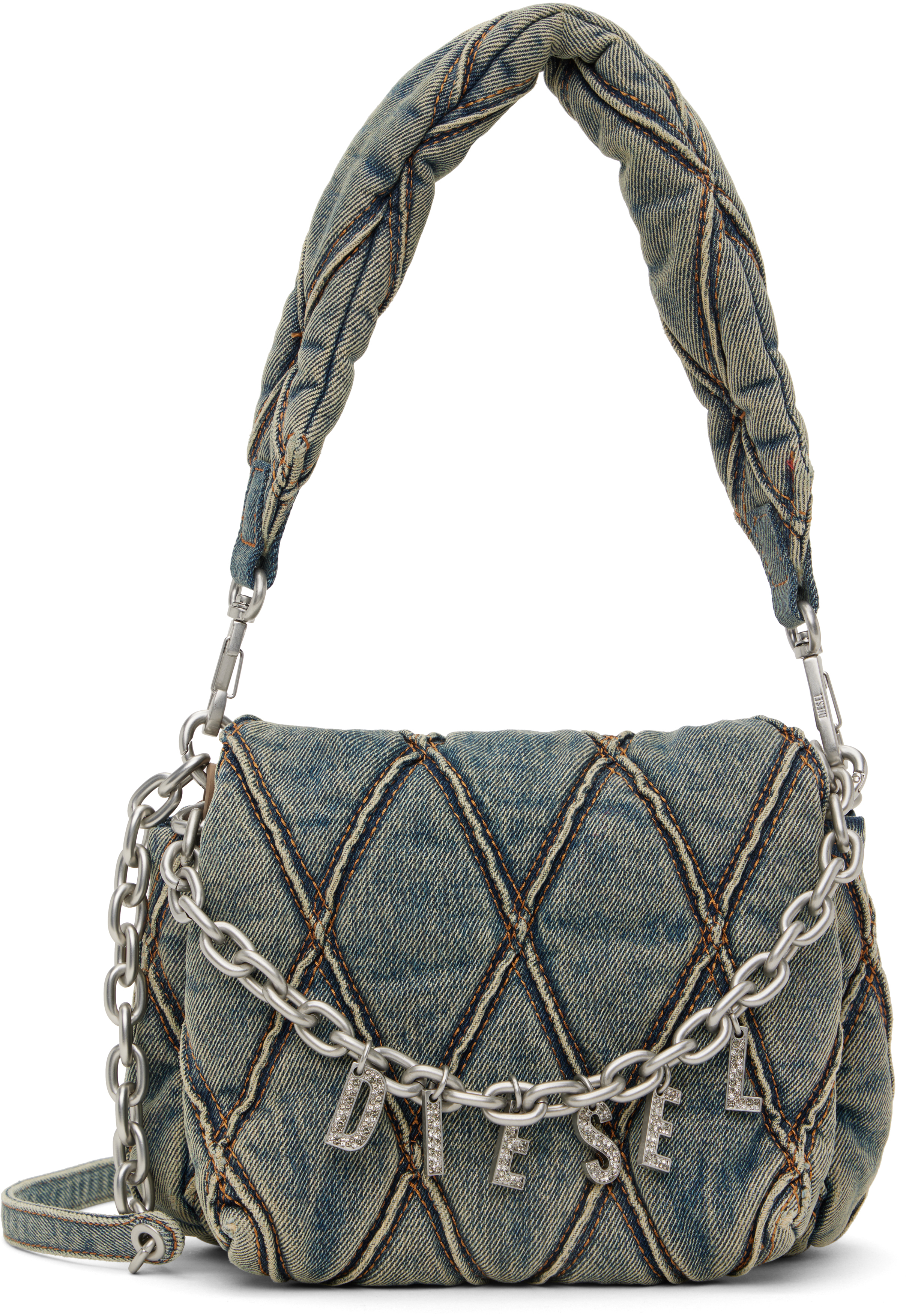 Shop Diesel Blue Charm-d Small Shoulder Bag In Ha001