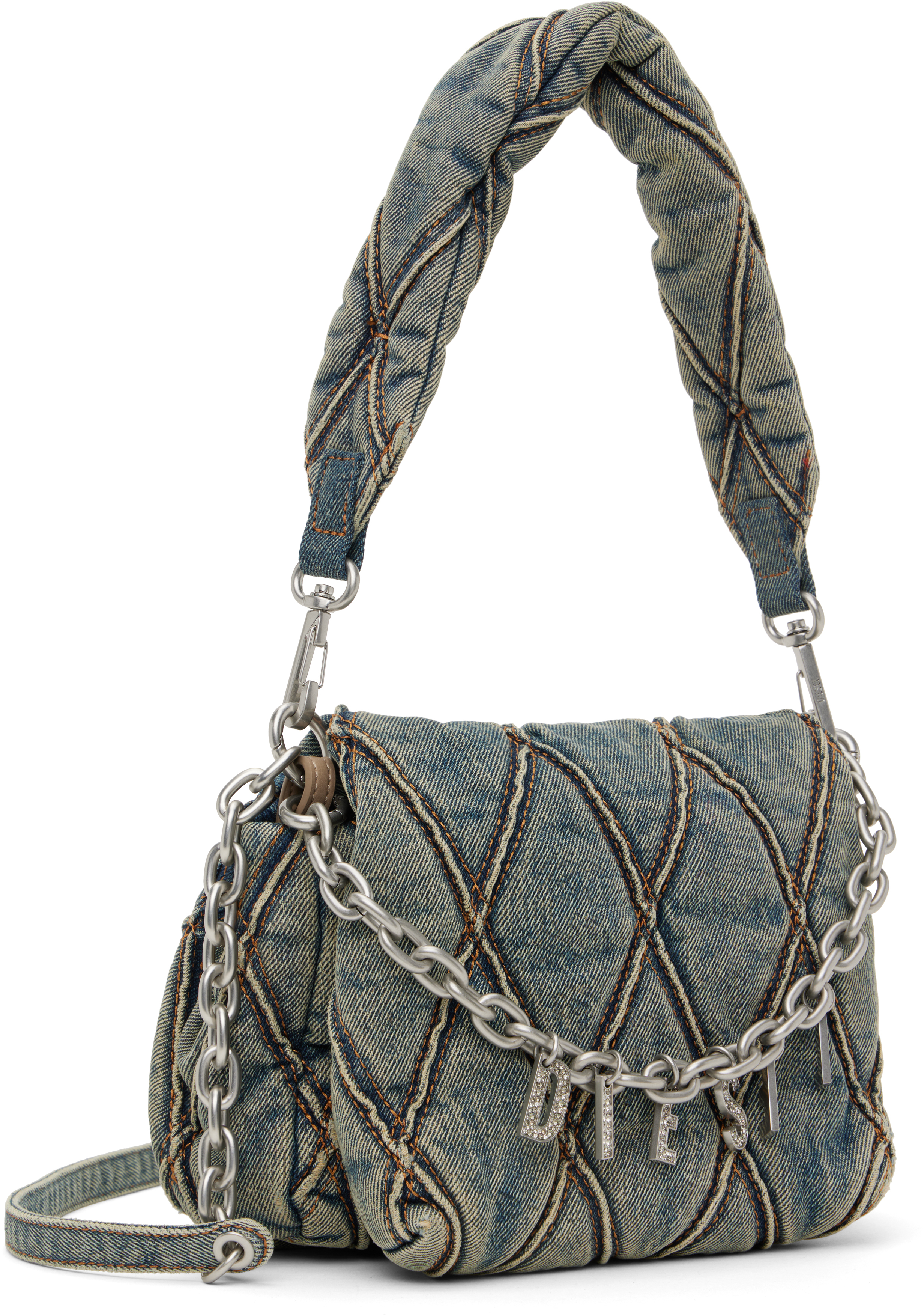 Shop Diesel Blue Charm-d Small Shoulder Bag In Ha001