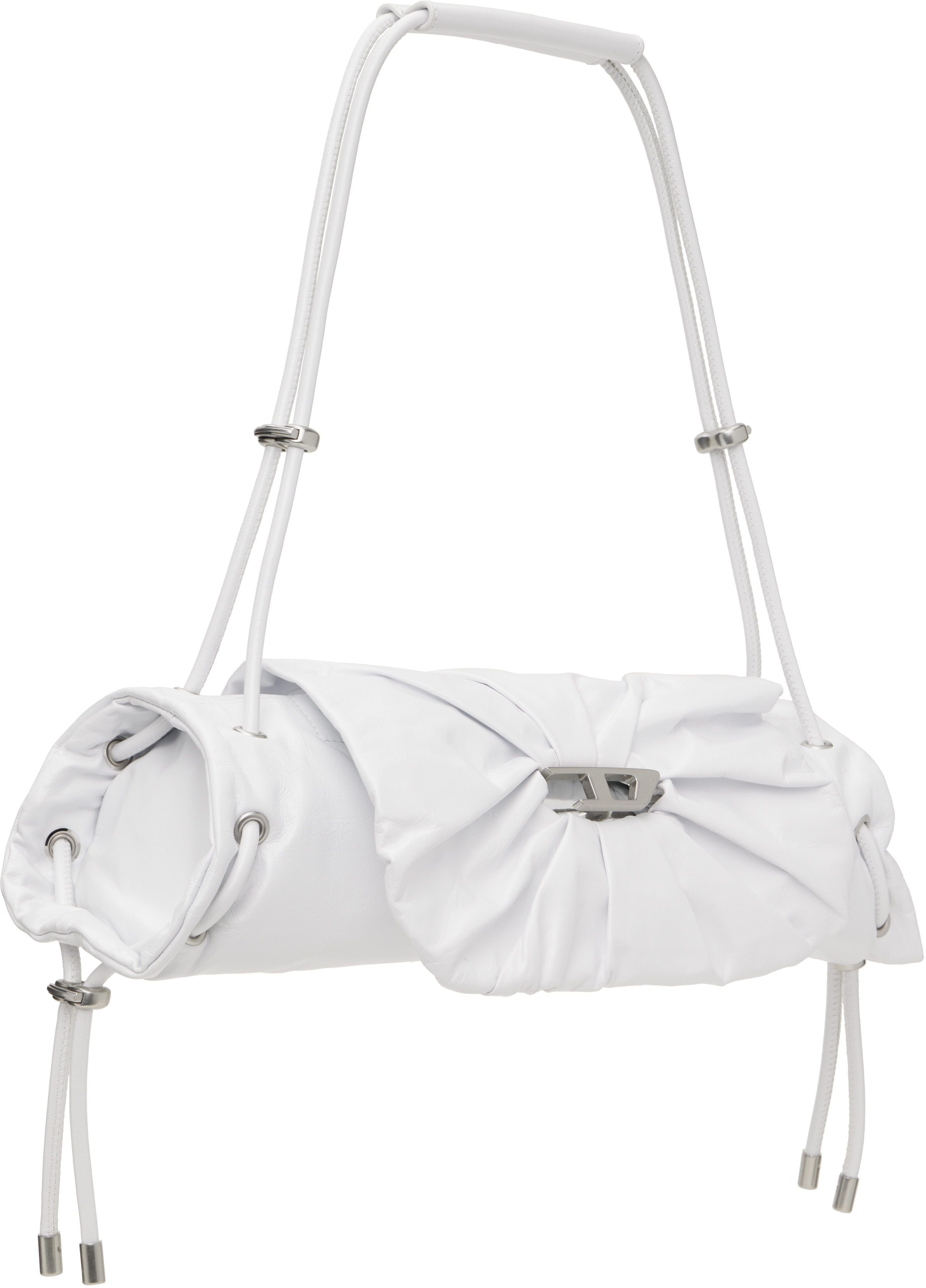Diesel White Scrunch-d Shoulder S Bag In T1003